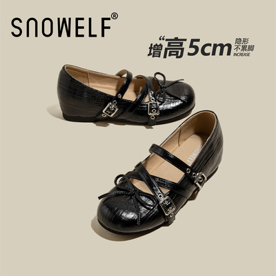 增高5cm~配裙子巨好看黑色小单鞋