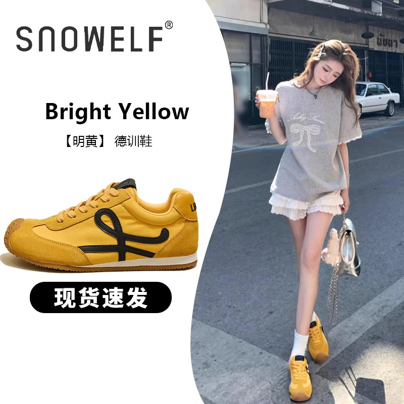 snowelf~黄色德训鞋透气女款