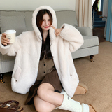 +买家秀冬季连帽仿兔毛皮毛一体外套8807P195控298，女装皮草，2C179