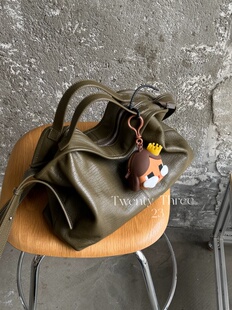 Twenty Three极简风头层牛皮慵懒感手提托特包大象纹单肩斜挎包