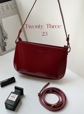 Twenty Three原创设计感牛皮新娘包红色女包单肩斜挎法棍包马鞍包