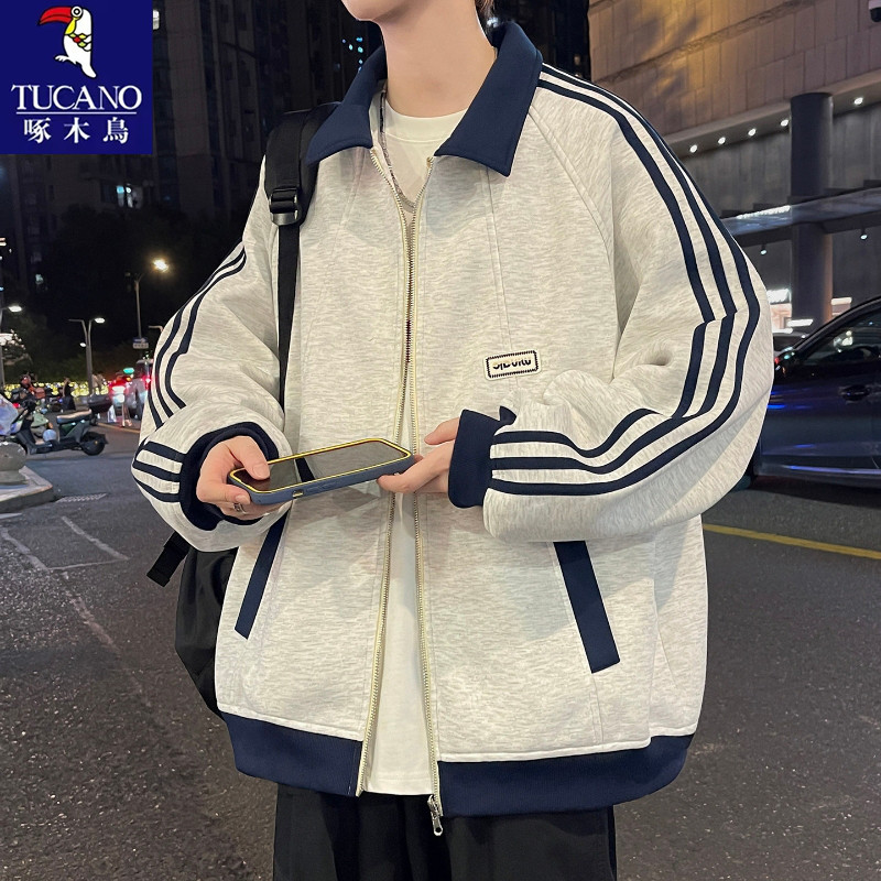 啄木鸟2026新款翻领外套男生春秋季潮流韩版百搭棒球服青少年夹克