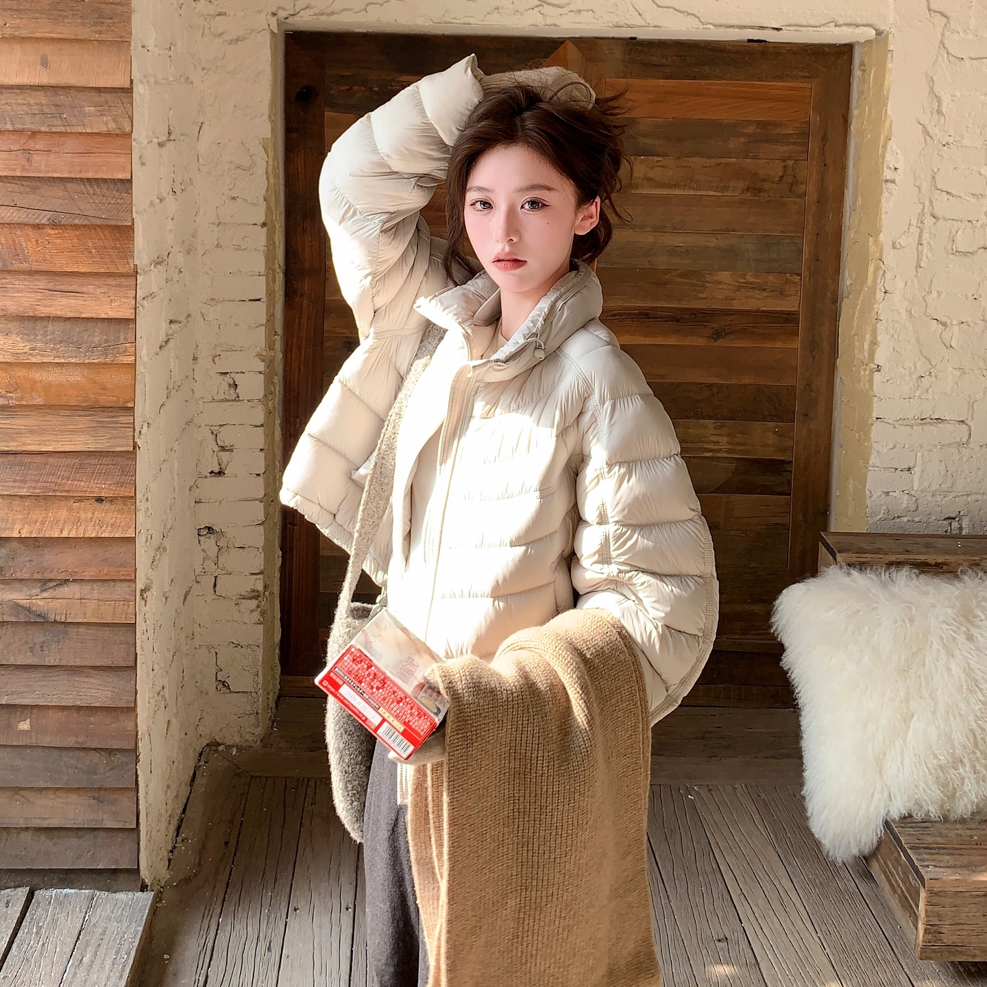 韩系短款轻薄纯色排骨羽绒服女冬季立领小个子保暖90白鸭绒外套