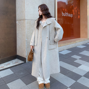 带帽长款羊毛大衣连帽 2025年冬季女装