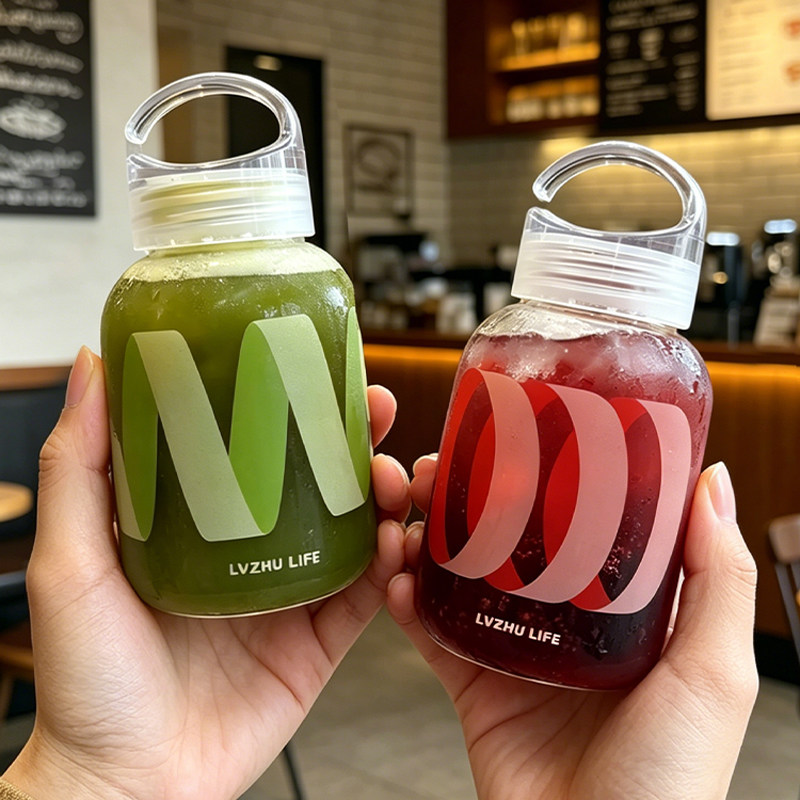 绿珠玻璃杯水杯女生高颜值高硼硅咖啡杯早餐杯刻度暖手杯随手杯子图片