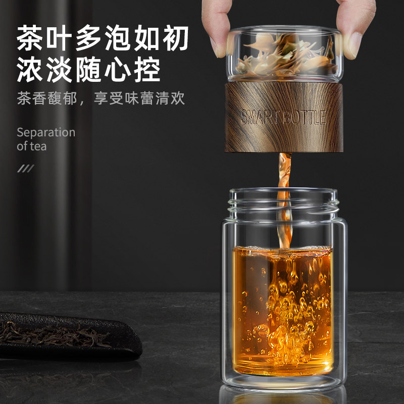 绿珠高硼硅双层玻璃杯户外