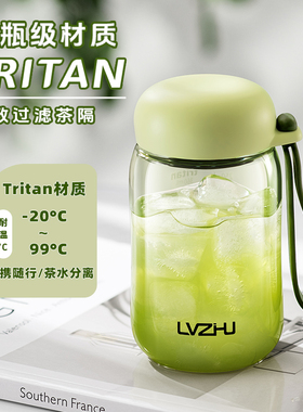 绿珠水杯夏天随手杯新款女生高颜值便携杯子耐高温tritan塑料杯