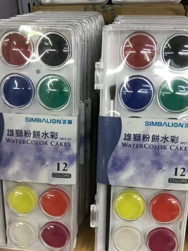 雄狮粘土绘画刷子新款上市圆头优质尖头粉饼水彩36色水粉学生笔