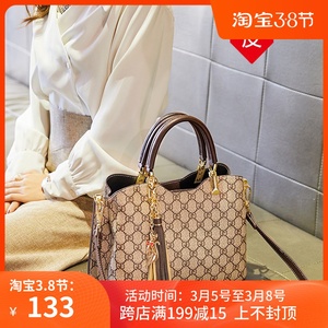 香港代购正品真皮2020新款时尚潮单肩斜挎春夏女士手提水桶包包女