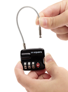 msquare钢绳海关锁TSA小密码锁挂锁迷你出境通关托运行李箱防盗