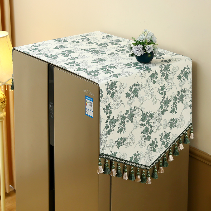 南风新款冰箱盖布轻奢高档对双开门单冰箱巾田园美式家用防尘罩套
