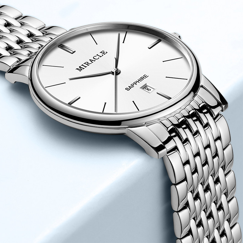 格尼正品手表男士2019新款时尚潮石英表钢带超薄防水简约名牌男表