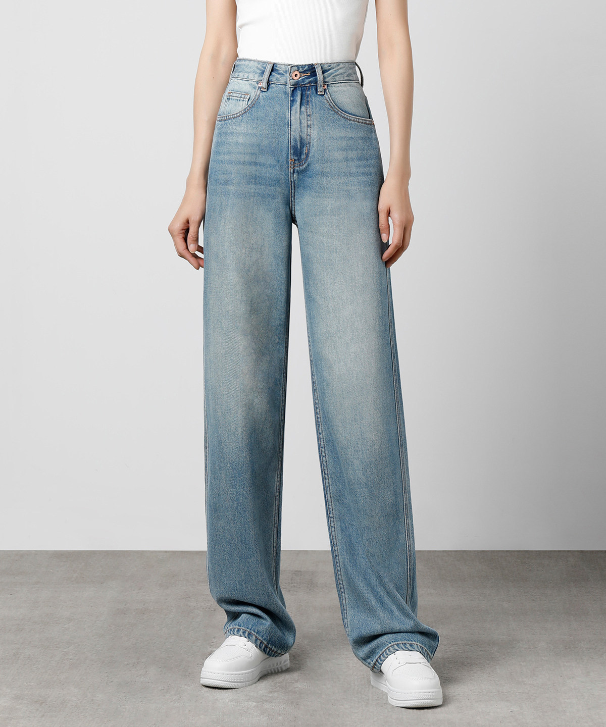 2023春夏 牛仔裤阔腿裤长裤高腰直筒 莱赛尔纤维  天丝棉