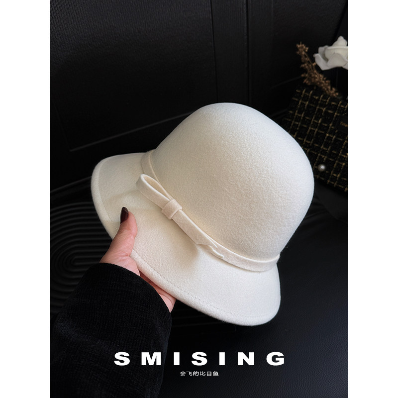 赫本风100%羊毛蝴蝶结圆顶渔夫帽女春秋季复古名媛气质优雅小礼帽,服饰配件/皮带/帽子/围巾,帽子,淘宝优惠券,粉丝福利购,淘宝优惠卷