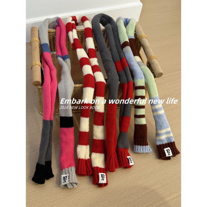 春秋冬拼接韩版男女通用围巾