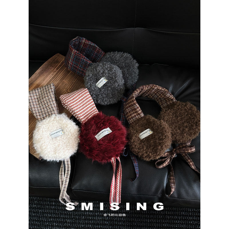 韩系ins复古风条纹羊羔绒系带针织耳罩2026新款耳暖防寒保暖护耳,服饰配件/皮带/帽子/围巾,围巾/丝巾/披肩,淘宝优惠券,粉丝福利购,淘宝优惠卷