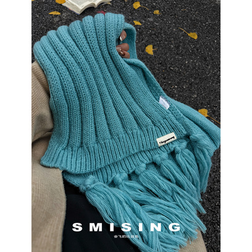 韩系高品质毛线针织流苏围巾