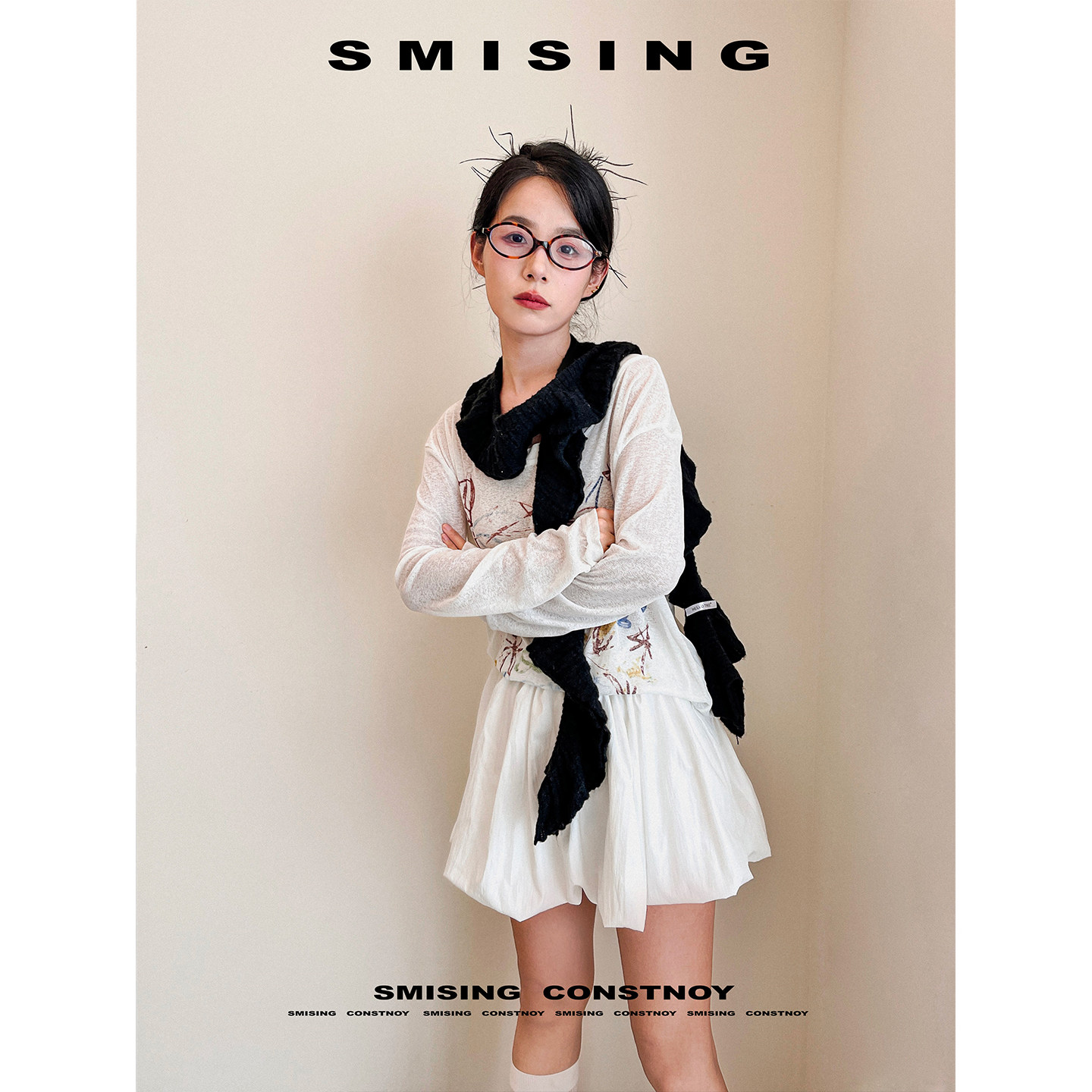 时尚设计文艺感荷叶边围巾