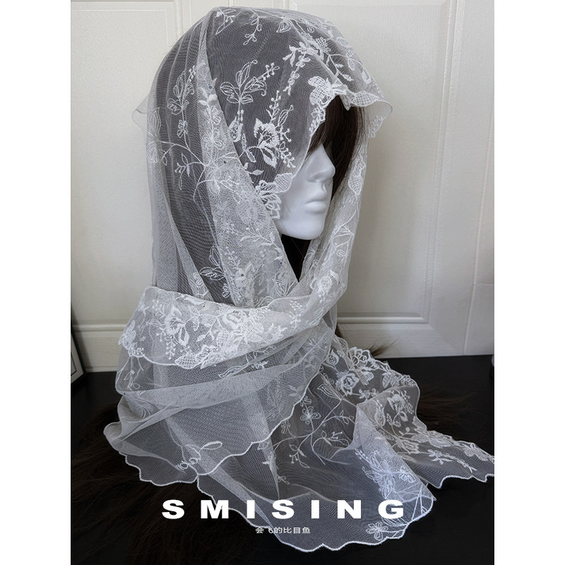 2026新款韩版文艺白色珍珠蕾丝刺绣围巾女百搭多功能长条头巾丝巾,服饰配件/皮带/帽子/围巾,围巾/丝巾/披肩,淘宝优惠券,粉丝福利购,淘宝优惠卷