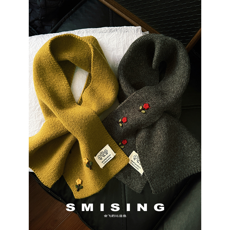 卡通蘑菇小花针织围巾