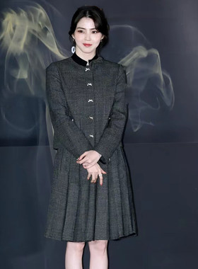 法式小香风短款外套+半身裙套装