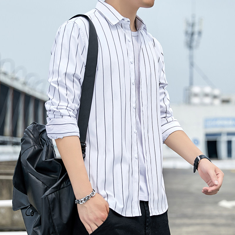 男士条纹衬衫长袖韩版潮流帅气休闲衬衣备货足1301-CS125-P28图片