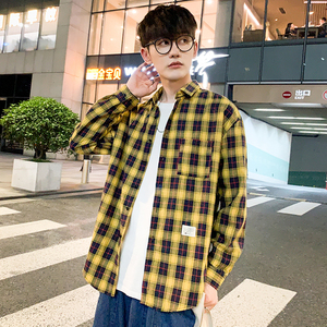 春季格子衬衫男长袖新款港风青少年学生帅气衬衣潮1301-CS116-P26图片