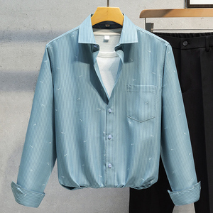 新款男士条纹衬衫长袖韩版潮流修身青年帅气男衬衣1301-CS167-P25,男装衬衫,星座1301