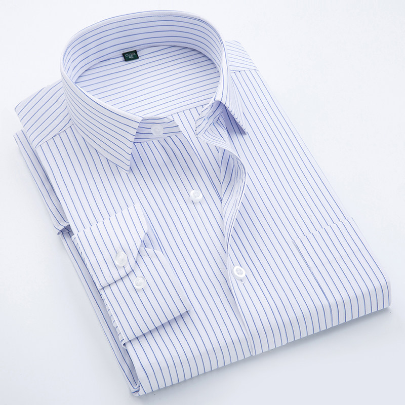 商务衬衫男长袖韩版修身工作服条纹工装衬衣男职业装2002-G82-P30,男装衬衫,星座1301