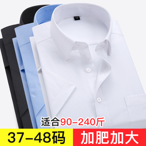 商务衬衫男士短袖加肥加大纯色大码衬衣职业工装免烫1301-D80-P33图片