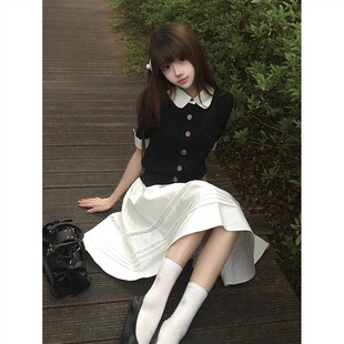 夏天韩系穿搭一整套miu系连衣裙子夏日学院风盐系轻熟两件套装裙
