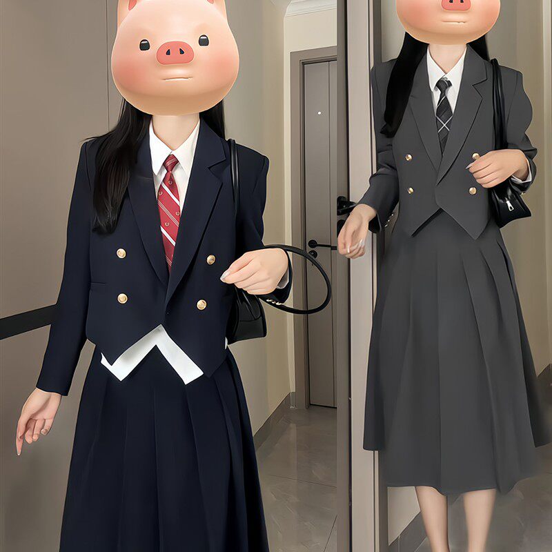 韩系学院风一整套穿搭女正装大学生答辩面试JK幼师制服西装裙套装
