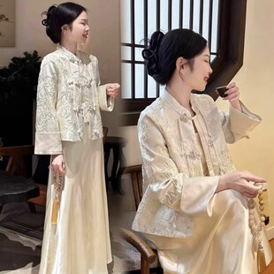 春秋大码 新中式 国风女装 套装 外套连衣裙子两件套 微胖mm高级感衬衫
