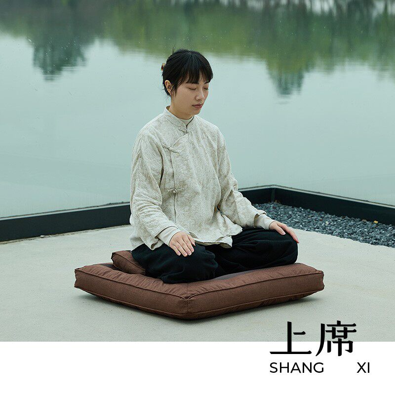 上席皆纳家用冥想便携打坐垫盘腿柔软草编蒲团静坐瑜伽跪垫