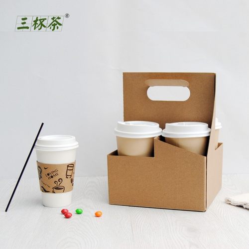 外卖打包手提牛皮纸咖啡杯子