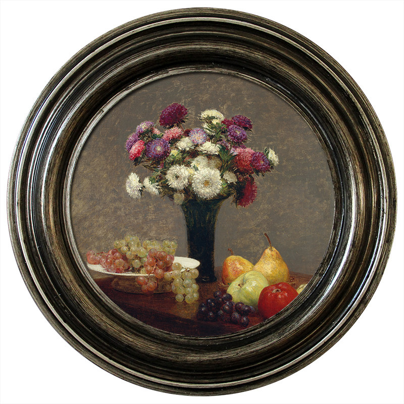 圆形油画框灰黑色外框装裱镜框欧式画框椭圆形照片框可定做尺寸