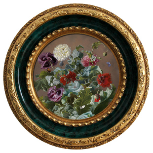 金边圆形装裱框欧式暗绿油画外框椭圆形镜框定做尺寸相框挂画框