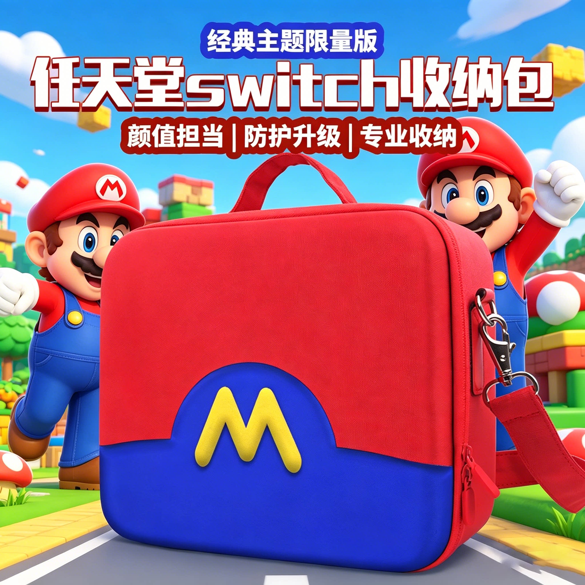 switch2收纳包NS游戏机全套配件硬盒switchOled马里奥手柄卡带箱