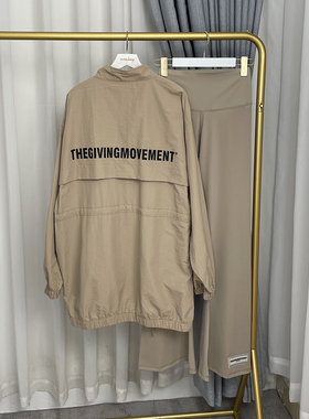 TGM洋气新款爆款时尚荷叶边风衣中长款+喇叭裤大码夹克情侣装工装