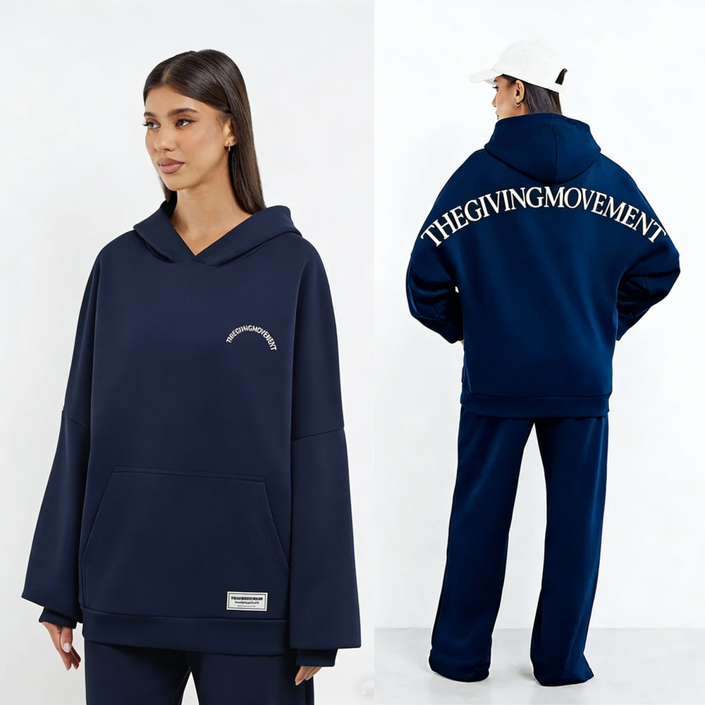 TGM 420克重磅宽松休闲棉质连帽套头卫衣+舒适卫裤两件套情侣街头