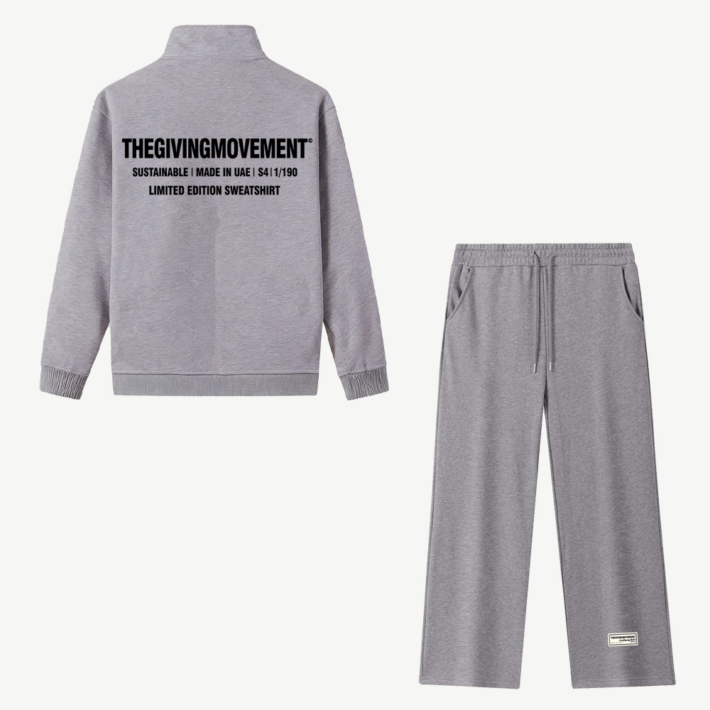 TGM 420克重磅宽松休闲棉质立领拉链卫衣+舒适阔腿裤两件套情侣装