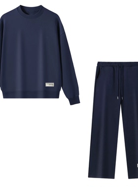 TGM 420克重磅棉质宽松休闲圆领套头卫衣+舒适卫裤套装情侣街头