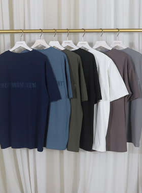 男女同款纯色做旧拼接短袖T恤00737