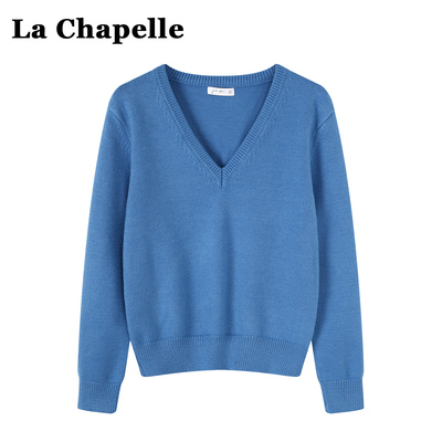 拉夏贝尔韩系慵懒风V领长袖毛衣