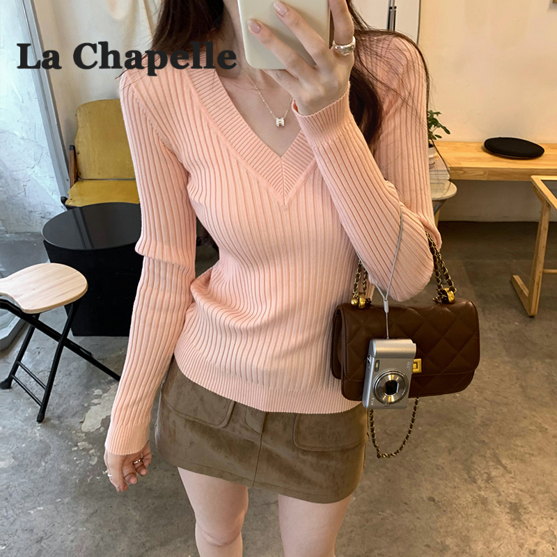 拉夏贝尔毛衣打底衫秋冬针织上衣