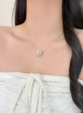 简约时尚轻奢气质高级感珍珠花球锁骨链通勤百搭小众设计感项链女