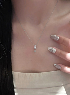 马眼悬浮水滴闪钻项链2026新款轻奢精致钛钢不掉色锁骨链饰品定制