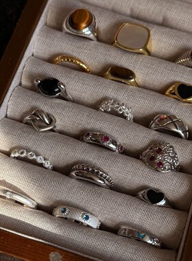 新款s925纯银戒指女不掉色时尚潮流小众复古个性高级感开口食指环