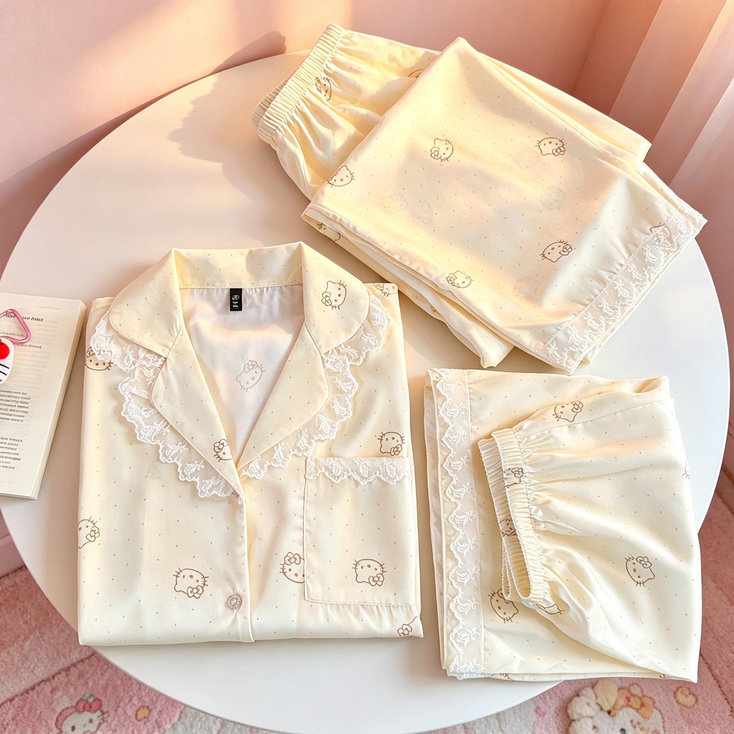 生日礼物冰丝睡衣三件套少女款家居服可爱送闺蜜朋友生日礼物睡衣