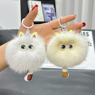 可爱狐狸毛猫咪挂件动漫卡通毛绒萌萌猫猫尾巴钥匙扣